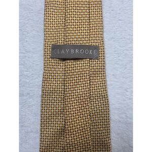 Claybrooke Silk Necktie Mustard Gold Woven Geometric Pattern Classic Width Tie